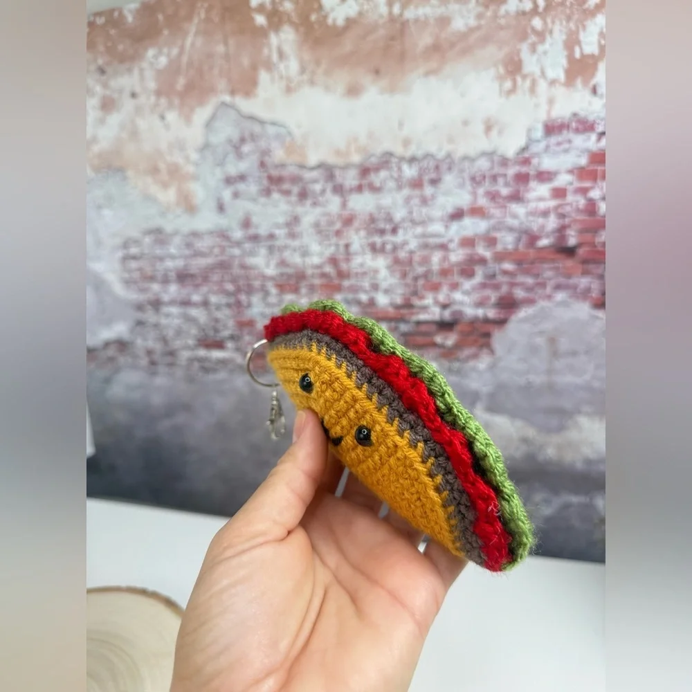 Handcrafted Taco Keychain Crochet Amigurumi